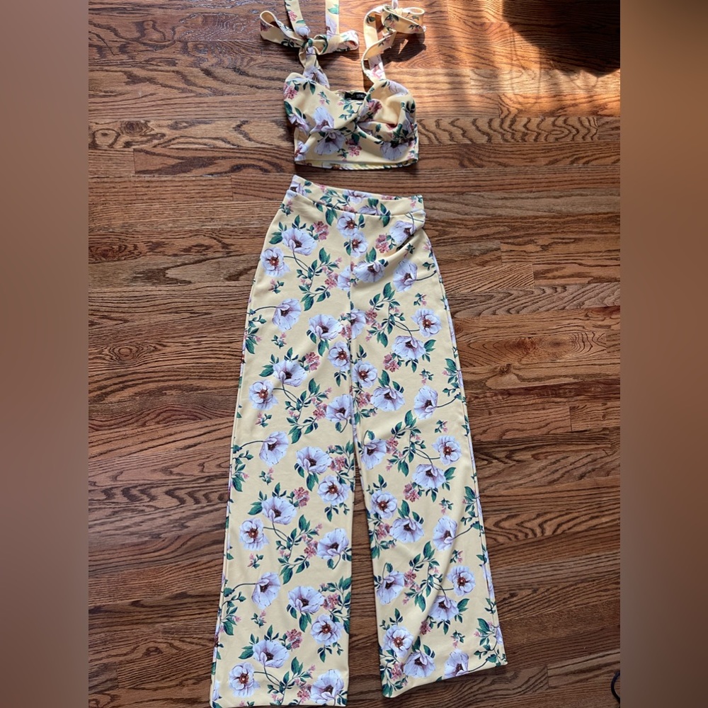 In The Style Yellow Floral Two Piece Set!